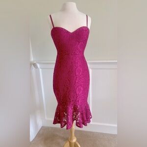 Guess Hot Pink Midi Lace Dress Size - 4 New with tags